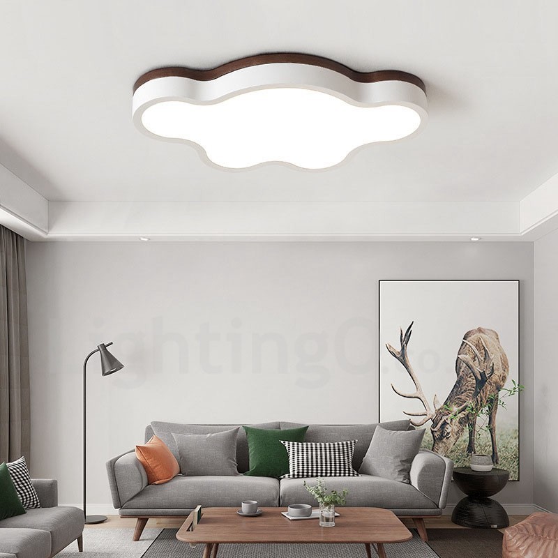 Retro Wooden Steel Flush Wood Light Kids Ceiling Light