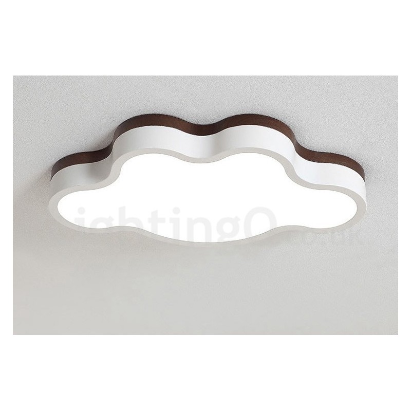 Retro Wooden Steel Flush Wood Light Kids Ceiling Light