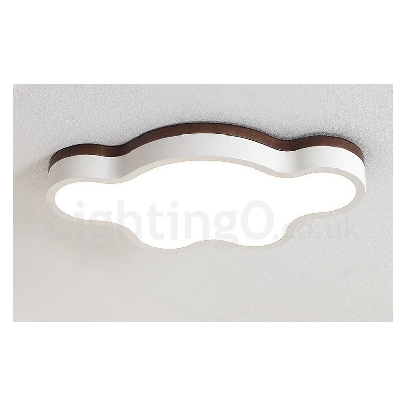 Retro Wooden Steel Flush Wood Light Kids Ceiling Light