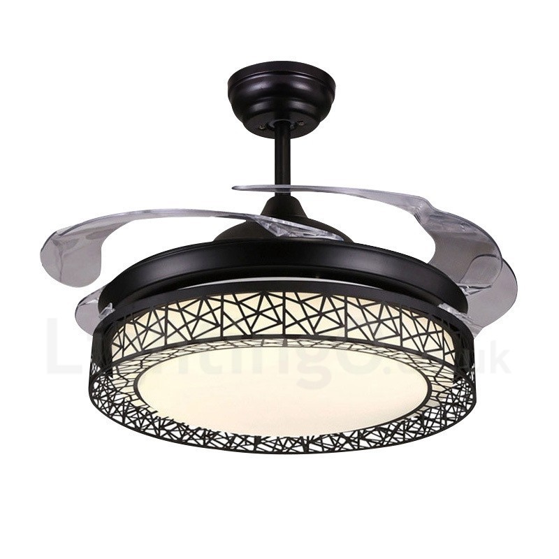 108CM (42") 91CM(36") Modern Contemporary Remote Control Hollow Ceiling Fan Light with Acrylic Shade Mute Pure Copper Motor