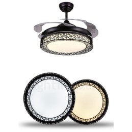 108CM (42") 91CM(36") Modern Contemporary Remote Control Hollow Ceiling Fan Light with Acrylic Shade Mute Pure Copper Motor