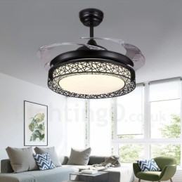 108CM (42") 91CM(36") Modern Contemporary Remote Control Hollow Ceiling Fan Light with Acrylic Shade Mute Pure Copper Motor