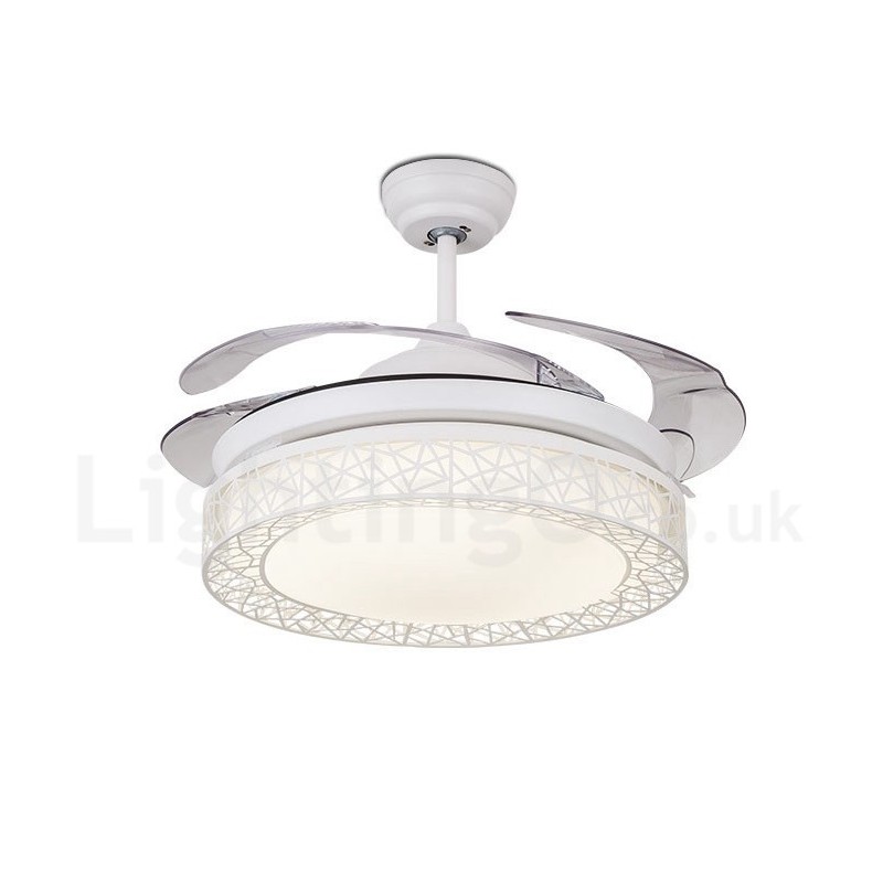 108CM (42") 91CM(36") Modern Contemporary Remote Control Hollow Ceiling Fan Light with Acrylic Shade Mute Pure Copper Motor