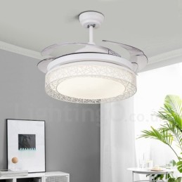 108CM (42") 91CM(36") Modern Contemporary Remote Control Hollow Ceiling Fan Light with Acrylic Shade Mute Pure Copper Motor
