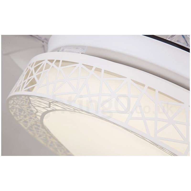 108CM (42") 91CM(36") Modern Contemporary Remote Control Hollow Ceiling Fan Light with Acrylic Shade Mute Pure Copper Motor