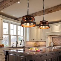 3 Light Ring Vintage Wooden Chandelier Industrial Wind Loft Wood Linear Pendant Lighting