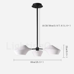 Linear Retro Chandelier 3 Light with Acrylic Shades Outdoors Garage