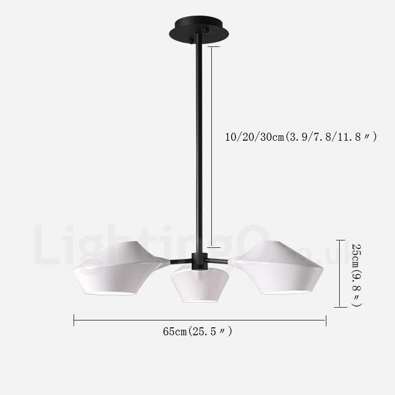 Linear Retro Chandelier 3 Light with Acrylic Shades Outdoors Garage