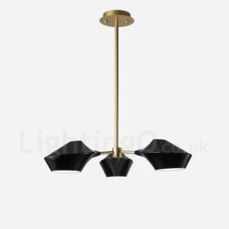 Linear Retro Chandelier 3 Light with Acrylic Shades Outdoors Garage