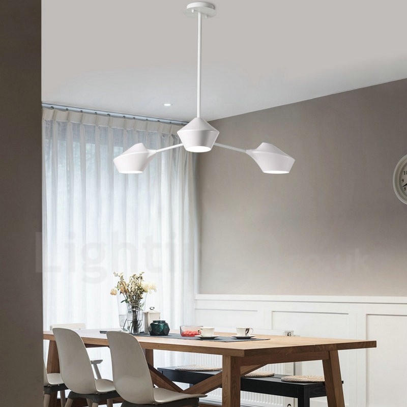 Linear Retro Chandelier 3 Light with Acrylic Shades Outdoors Garage