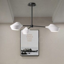 Linear Retro Chandelier 3 Light with Acrylic Shades Outdoors Garage