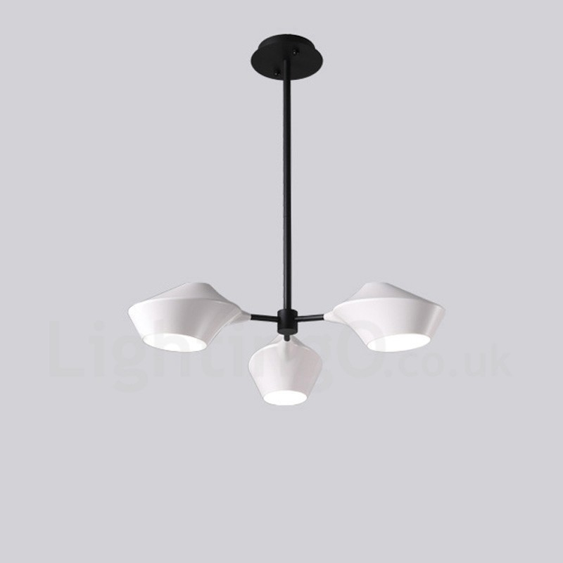 Linear Retro Chandelier 3 Light with Acrylic Shades Outdoors Garage