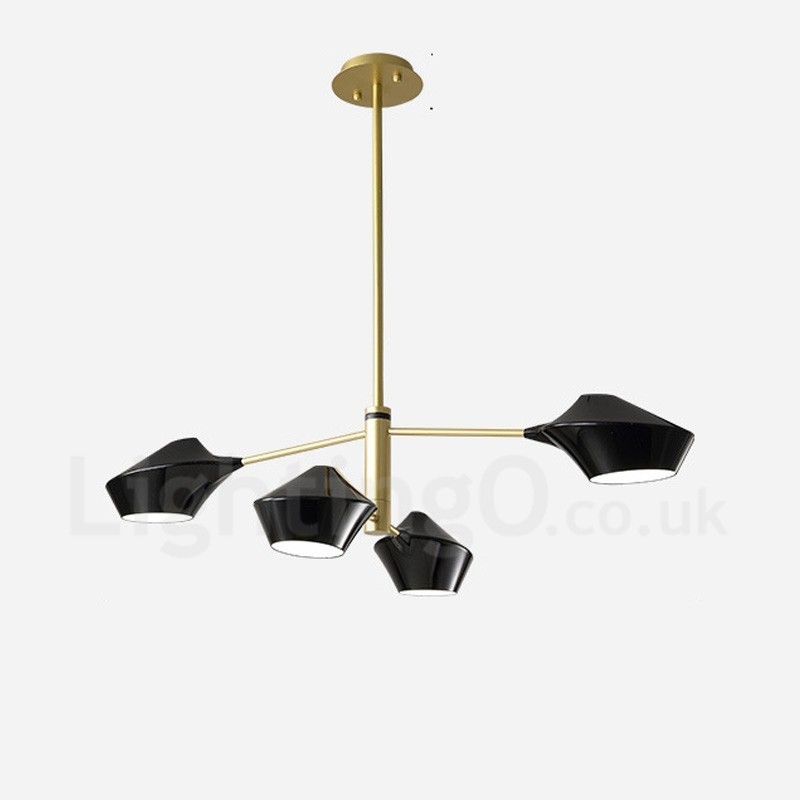 Two Tiers Linear Retro Chandelier 4 Light with Acrylic Shades Outdoors Garage