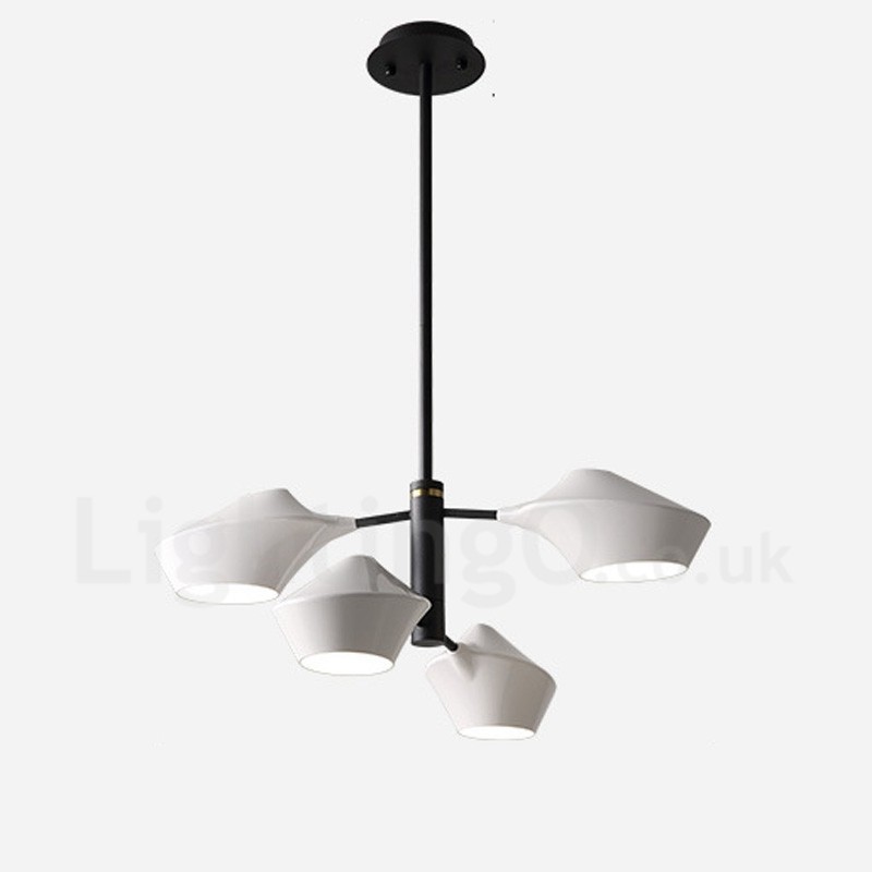 Two Tiers Linear Retro Chandelier 4 Light with Acrylic Shades Outdoors Garage