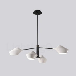 Two Tiers Linear Retro Chandelier 4 Light with Acrylic Shades Outdoors Garage