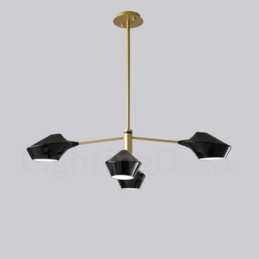 Two Tiers Linear Retro Chandelier 4 Light with Acrylic Shades Outdoors Garage