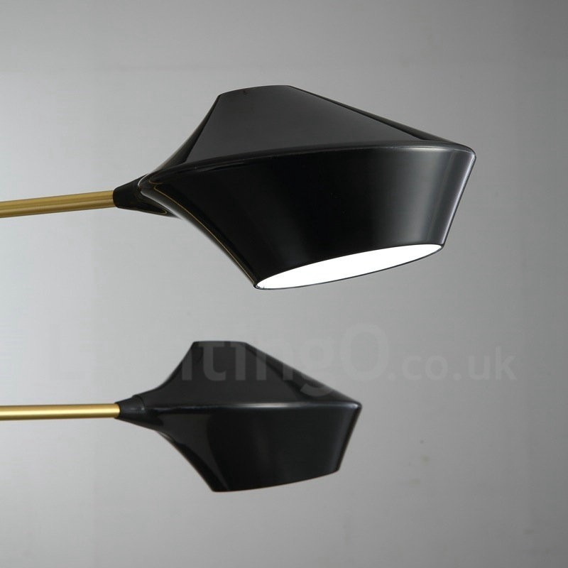 Two Tiers Linear Retro Chandelier 4 Light with Acrylic Shades Outdoors Garage