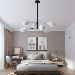 2 Tiers Multi Colours Linear Retro Chandelier 6 Light with Acrylic Shades Outdoors Garage