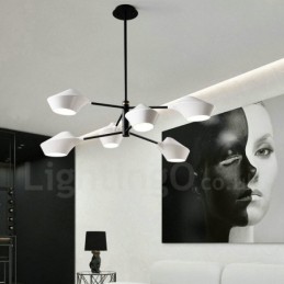 2 Tiers Multi Colours Linear Retro Chandelier 6 Light with Acrylic Shades Outdoors Garage