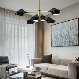 2 Tiers Multi Colours Linear Retro Chandelier 6 Light with Acrylic Shades Outdoors Garage