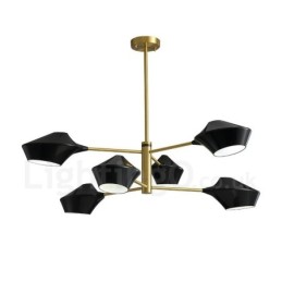 2 Tiers Multi Colours Linear Retro Chandelier 6 Light with Acrylic Shades Outdoors Garage