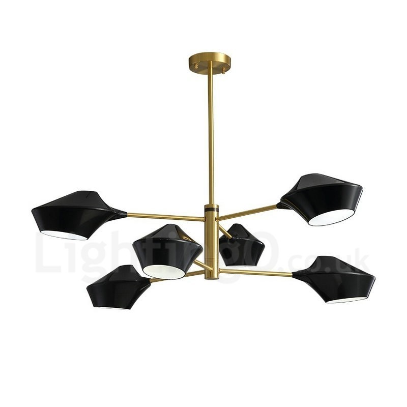 2 Tiers Multi Colours Linear Retro Chandelier 6 Light with Acrylic Shades Outdoors Garage