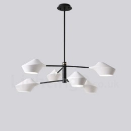 2 Tiers Multi Colours Linear Retro Chandelier 6 Light with Acrylic Shades Outdoors Garage