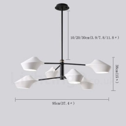 2 Tiers Multi Colours Linear Retro Chandelier 6 Light with Acrylic Shades Outdoors Garage