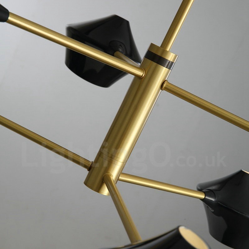 2 Tiers Multi Colours Linear Retro Chandelier 6 Light with Acrylic Shades Outdoors Garage