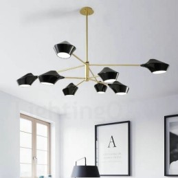 Two Tiers Multi Colours Linear Retro Chandelier 8 Light with Acrylic Shades Outdoors Garage