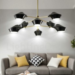 Two Tiers Multi Colours Linear Retro Chandelier 8 Light with Acrylic Shades Outdoors Garage