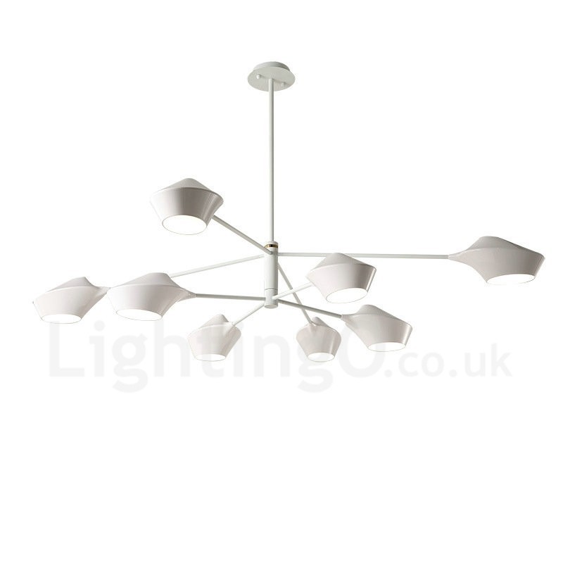 Two Tiers Multi Colours Linear Retro Chandelier 8 Light with Acrylic Shades Outdoors Garage