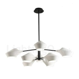 Two Tiers Multi Colours Linear Retro Chandelier 8 Light with Acrylic Shades Outdoors Garage