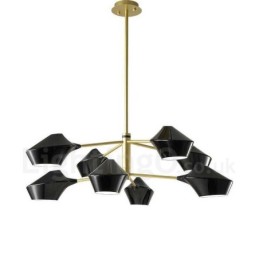 Two Tiers Multi Colours Linear Retro Chandelier 8 Light with Acrylic Shades Outdoors Garage