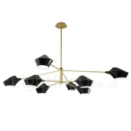 Two Tiers Multi Colours Linear Retro Chandelier 8 Light with Acrylic Shades Outdoors Garage