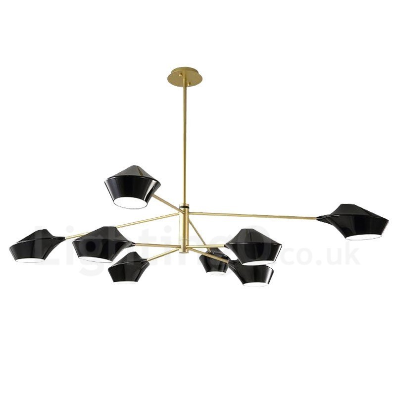 Two Tiers Multi Colours Linear Retro Chandelier 8 Light with Acrylic Shades Outdoors Garage