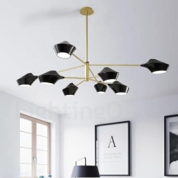 Two Tiers Multi Colours Linear Retro Chandelier 8 Light with Acrylic Shades Outdoors Garage