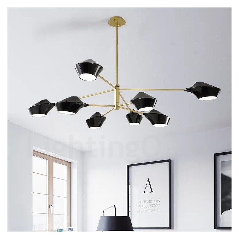 Two Tiers Multi Colours Linear Retro Chandelier 8 Light with Acrylic Shades Outdoors Garage