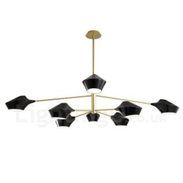 Two Tiers Multi Colours Linear Retro Chandelier 8 Light with Acrylic Shades Outdoors Garage