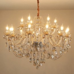 18 (12+6) Light Cognac Colour Elegant Crystal Candle Chandelier