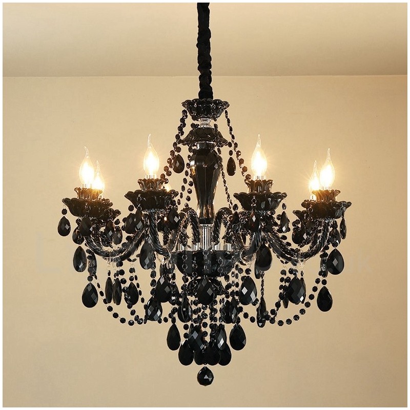 8 Light Black Elegant Crystal Candle Chandelier