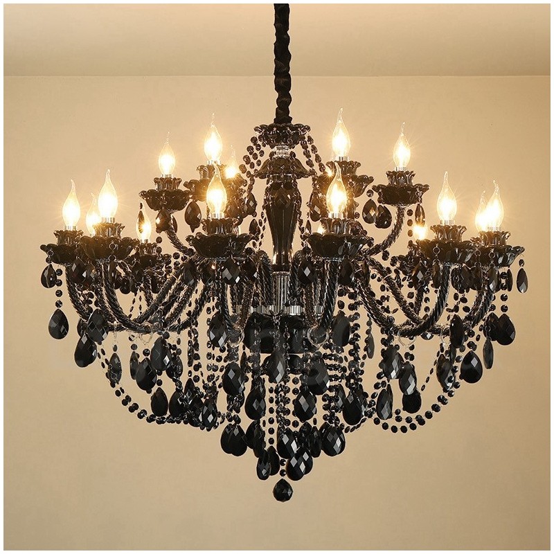 18 (12+6) Light Black Elegant Crystal Candle Chandelier