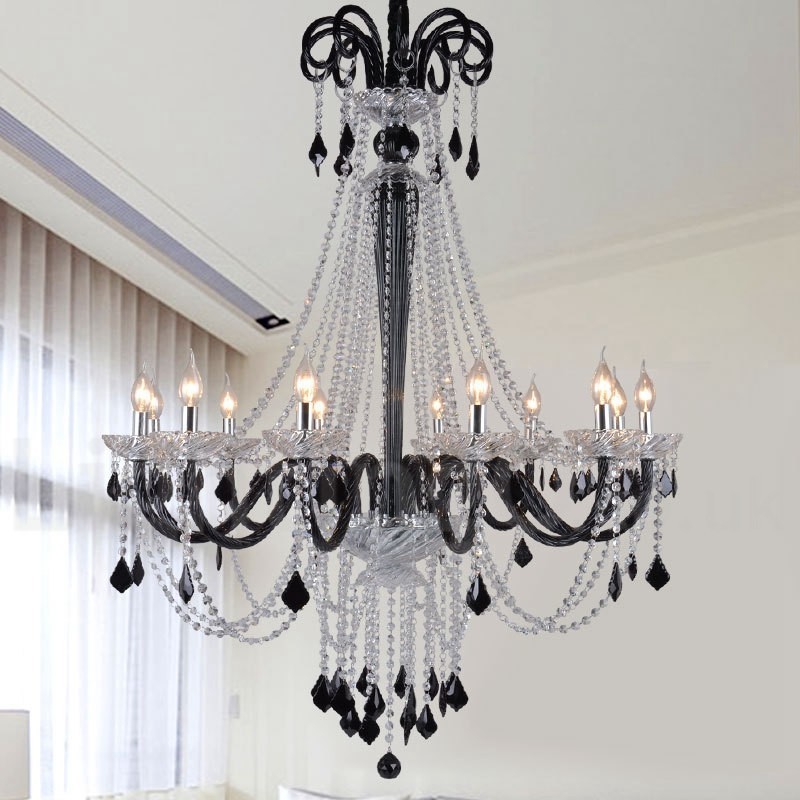 Black Crystal Candle Chandelier