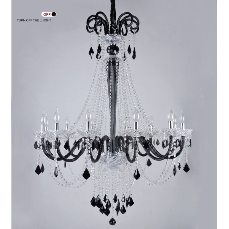 Black Crystal Candle Chandelier