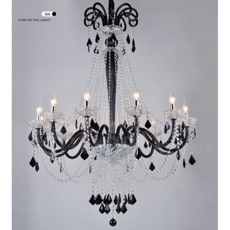 Black Crystal Candle Chandelier
