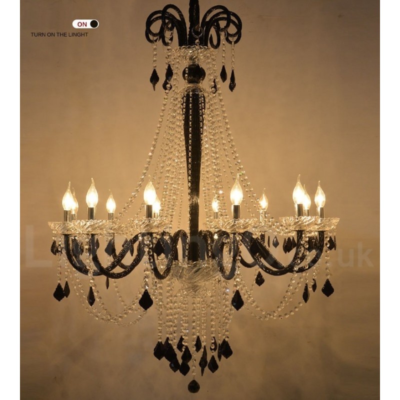 Black Crystal Candle Chandelier