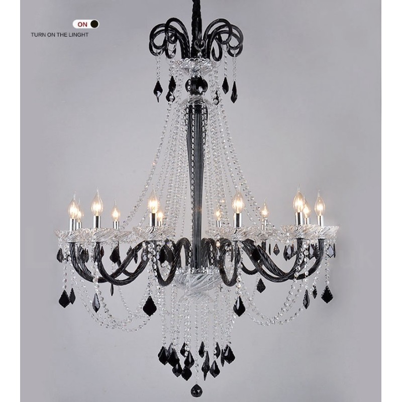 Black Crystal Candle Chandelier