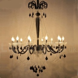 Black Crystal Candle Chandelier