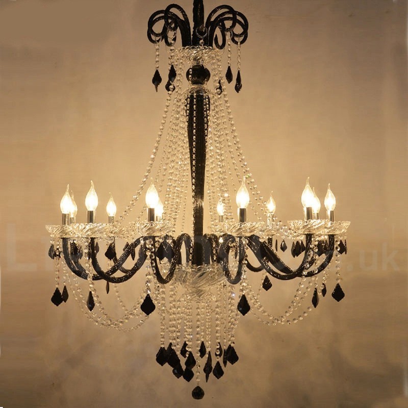 Black Crystal Candle Chandelier