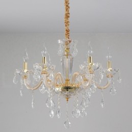 Gold Chandelier with Clear Crystal Candle Chandelier